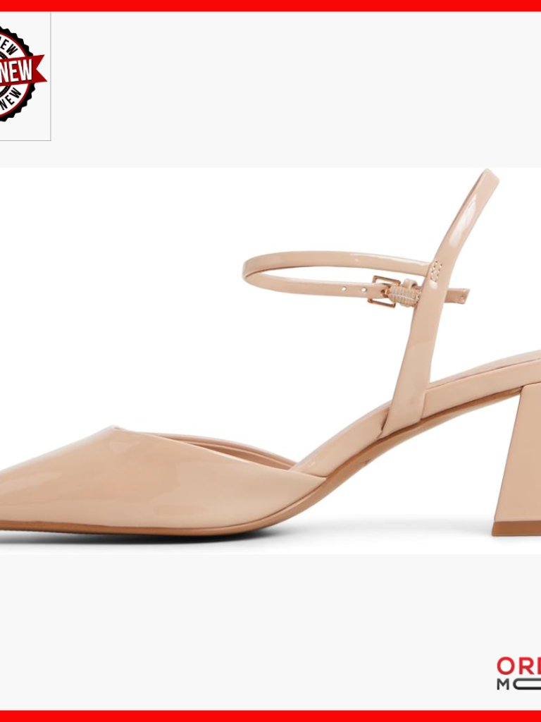 Synthetic Pumps With 3.25-Inch Block Heel And Buckle Closure